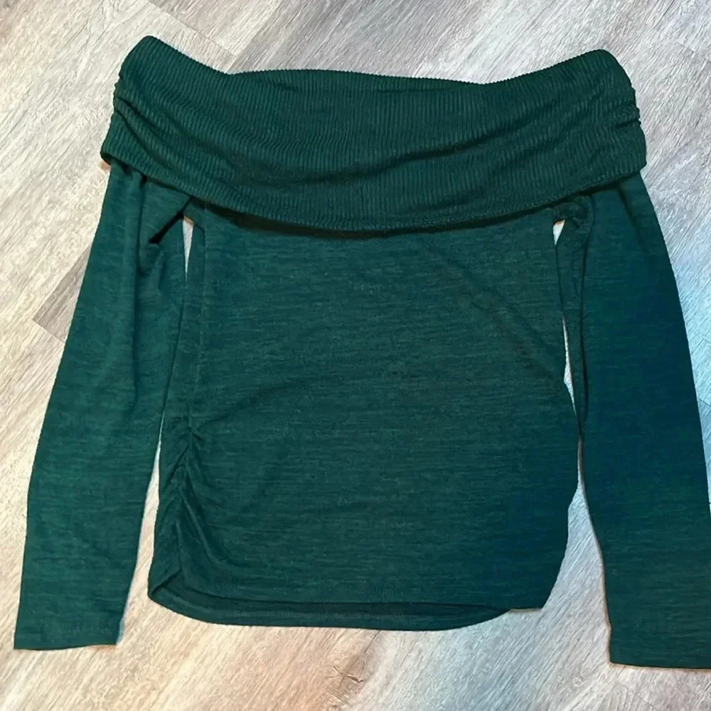 No boundaries off the shoulder sweater - green blue - Picture 6 of 7